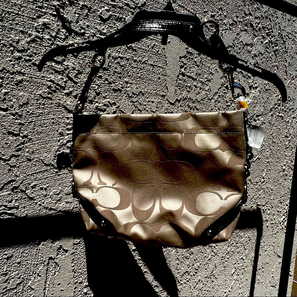 Coach Carly Beige/Dark Brown Signature Canvas